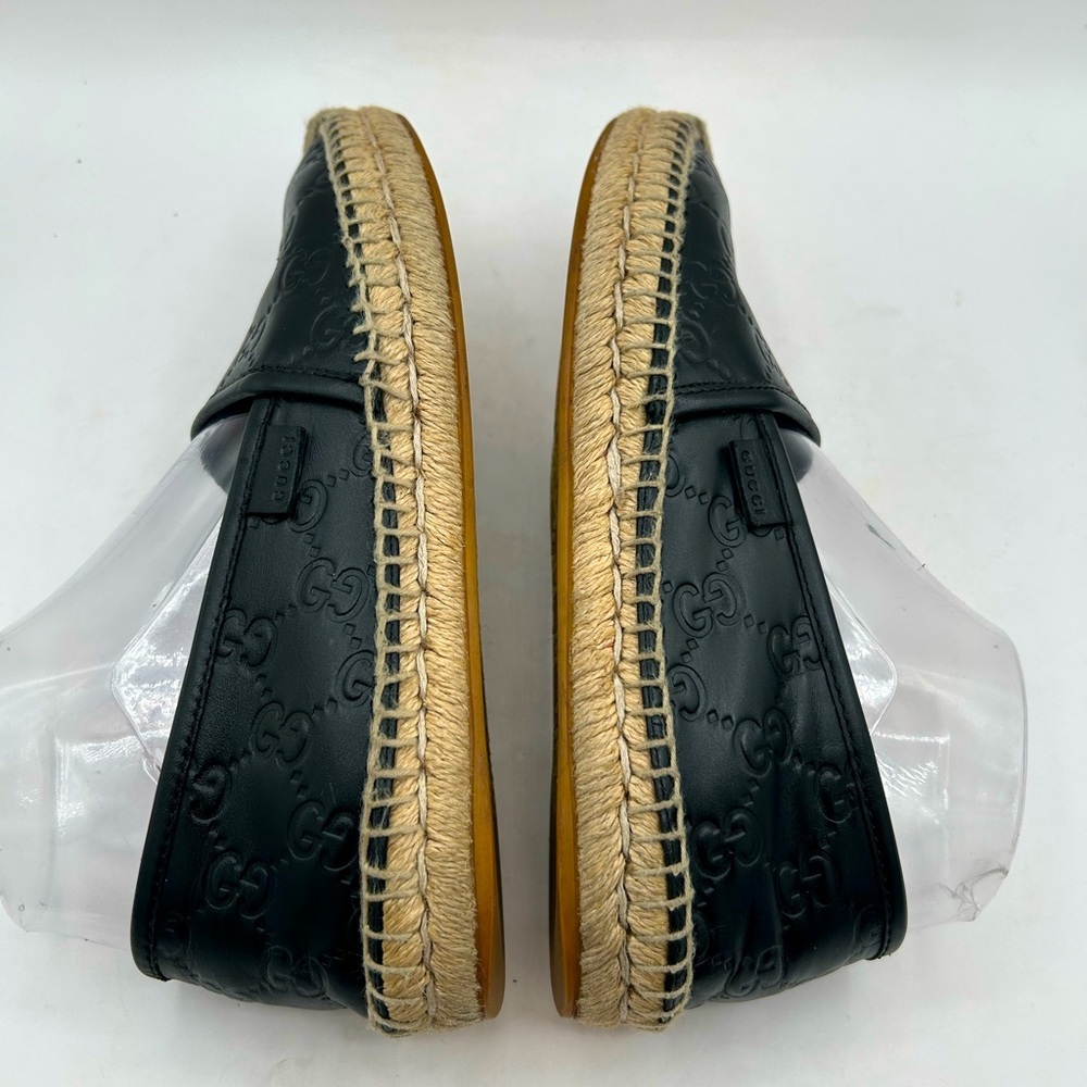 GUCCI  Signature GG Leather Espadrilles Flats Women’s US 7 1/2 Black, GUCCISSIMA - Picture 11 of 16